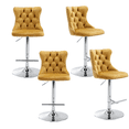 thumbnail image 1 of Counter Height Bar Stools from 25-33 Inch, Swivel Barstools with High Back, Button Tufted and Nailheads Trim, Velvet Upholstered Bar Chairs for Kitchen Dining Room (Gold with Silver Base,Set of 4), 1 of 9