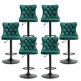thumbnail image 1 of Counter Height Bar Stools from 25-33 Inch, Swivel Barstools with High Back, Button Tufted and Nailheads Trim, Velvet Upholstered Bar Chairs for Kitchen Dining Room (Green with Black Base,Set of 6), 1 of 11