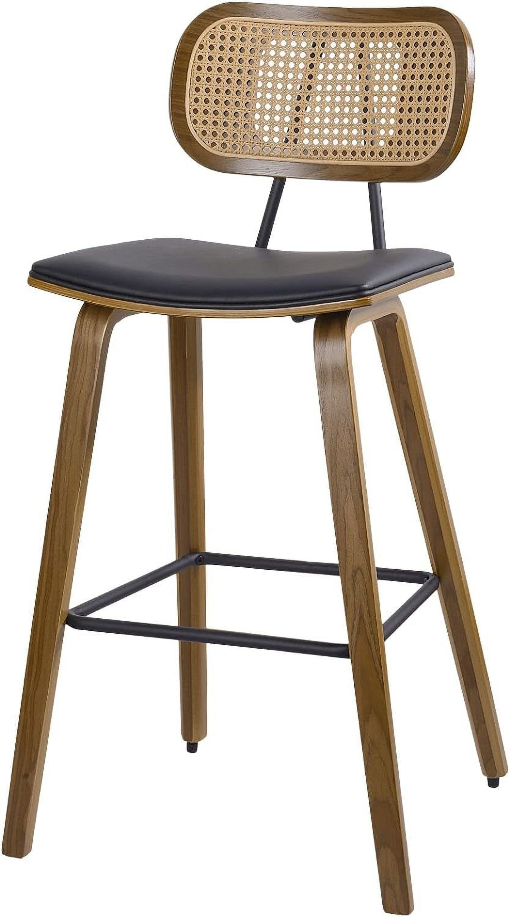 Counter Height Bar Stools 26" PU Leather Upholstered Rattan Barstools ...