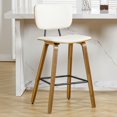thumbnail image 1 of WOOW DEPOT PU Bar Stools Set of 1, 26" Seat Height w/ Mid Back Bent Wood Legs, Modern Upholstered Island Barstool Counter Chair for Home Kitchen Pub Dining Room, 1 of 10