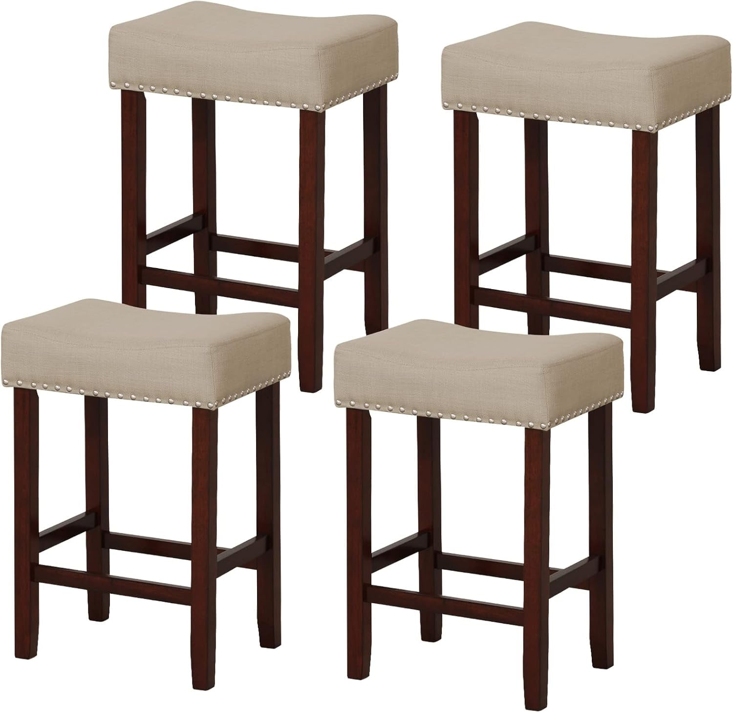 Counter Height Bar Stools 29.5inch Backless Saddle Stools with