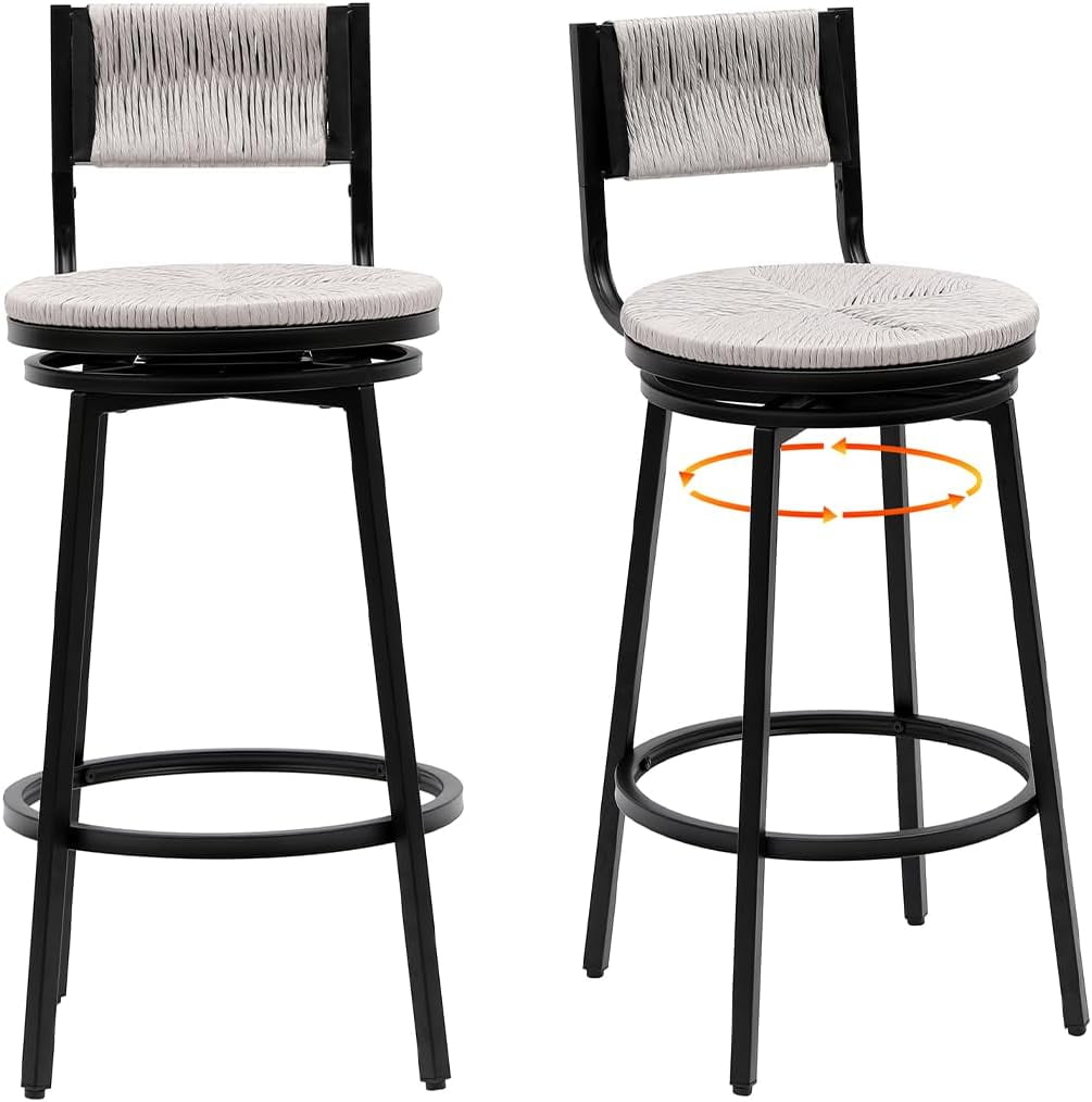 Counter Height Bar Stools, 34 inch Bar Height Stools,Paper Rope Woven