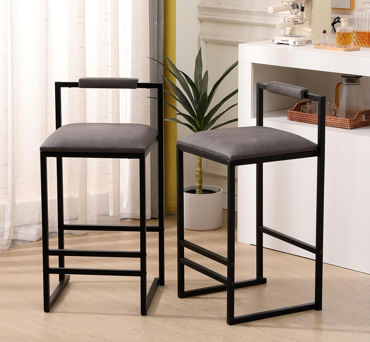 Counter Height Bar Stools, 34 inch Bar Height Stools,Paper Rope Woven