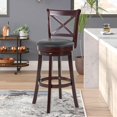 Counter Height Bar Stools, 360 Degree Swivel Bar Stools with Wooden Low