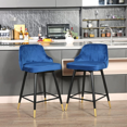 Counter Height Bar Stools 360° Swivel Velvet Barstool with Comfy Back