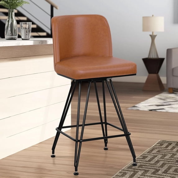 Counter Height Bar Stools 38.2"H Swivel Bar Stools with Back Modern Velvet Upholstered Bar Chairs Counter Stools with Metal Legs