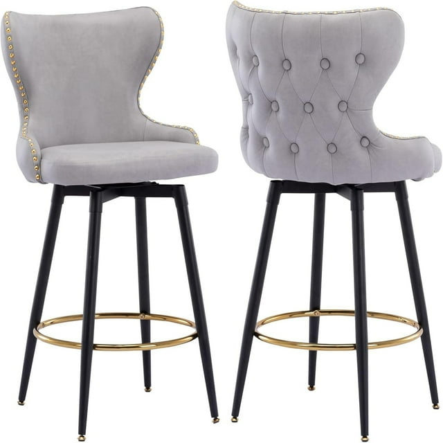 Counter Height Bar Stools Bar Stools with Back and Nailhead Linen