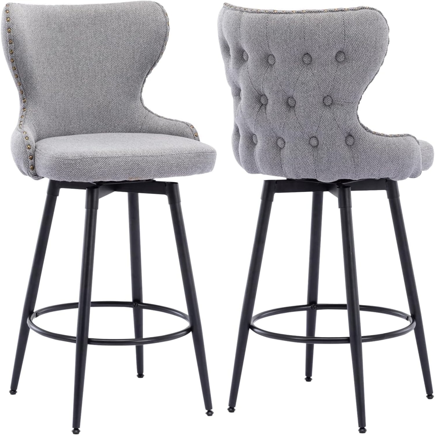 Counter Height Bar Stools Bar Stools with Back and Nailhead Linen