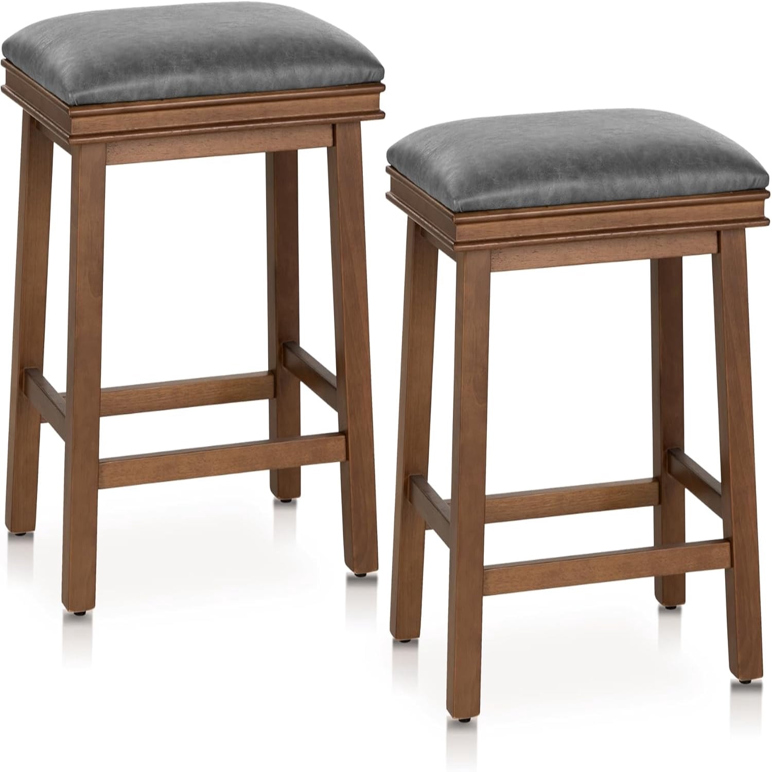Counter Height Bar Stools - Farmhouse Barstools with Upholstered Saddle ...