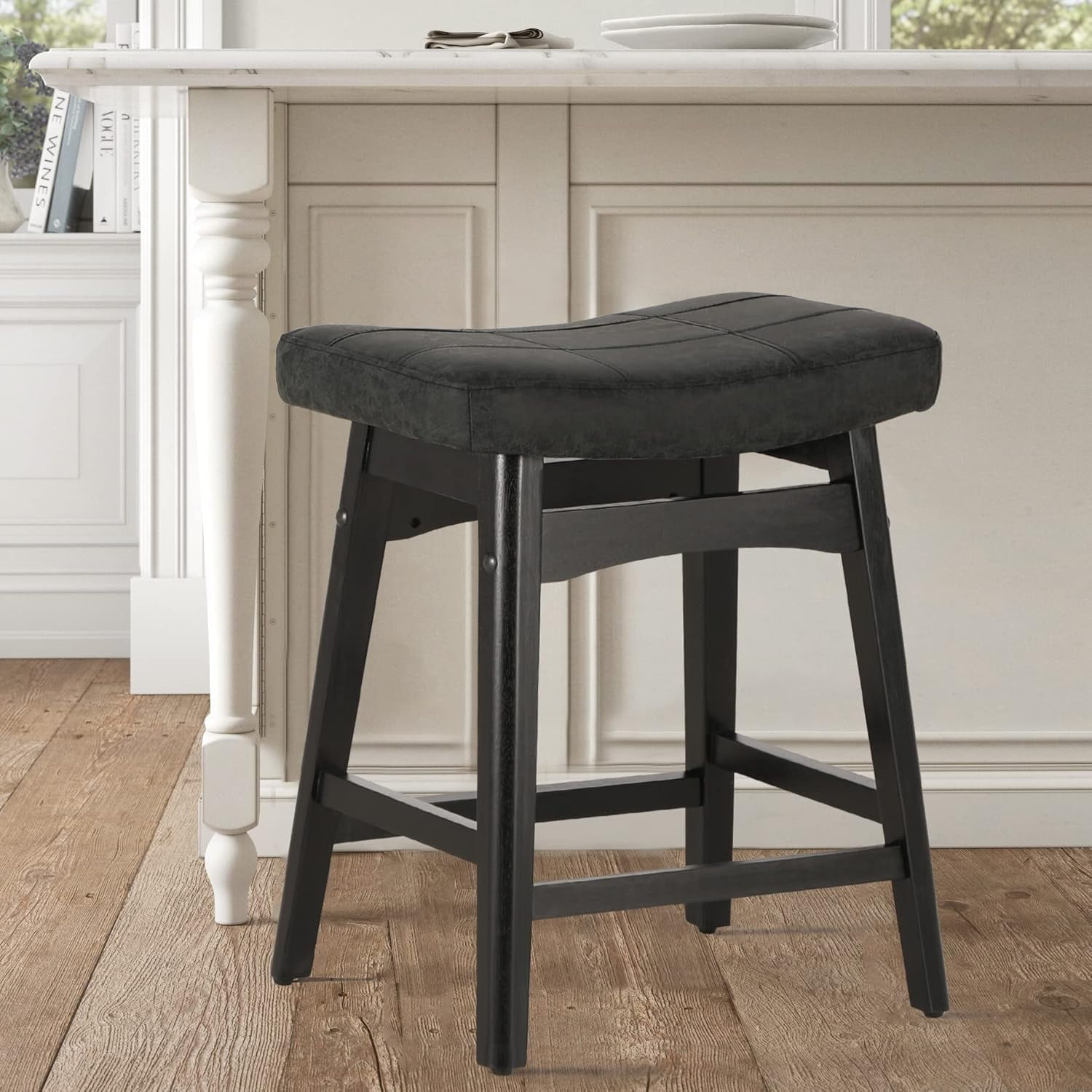 Counter Height Bar Stools Farmhouse Barstools with Upholstered Saddle