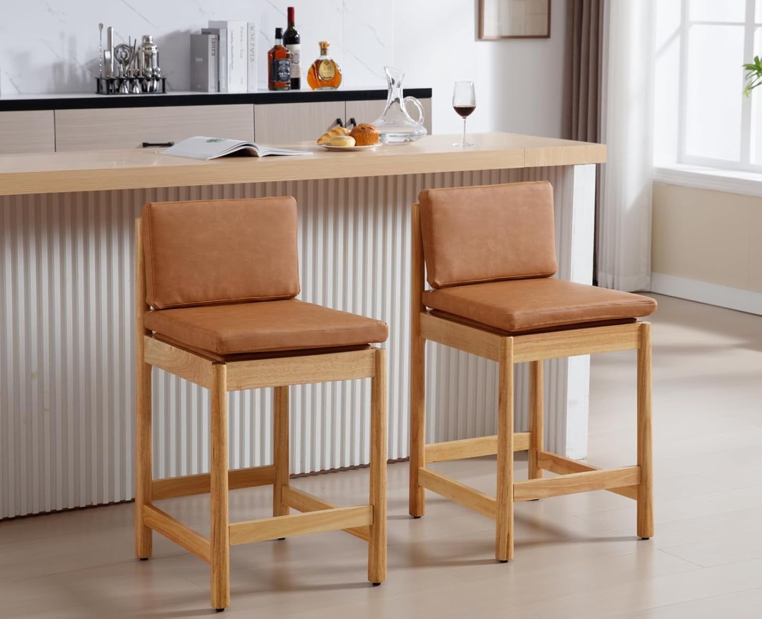 Counter Height Bar Stools Farmhouse Barstoos with Back Mid Century ...
