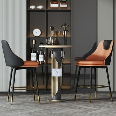 Counter Height Bar Stools with Full Back, 25 Inch Swivel Bar Stools Set of 2, Ergonomic Backrest and Metal Footrest, Modern Bar Stools for Kitchen Counter, Island, Dining Room