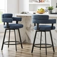 thumbnail image 1 of Counter Height Bar Stools with Full Back – Swivel Counter Stools Set of 2 with Linen Padded Back, Metal Footrest, Modern Barstools for Kitchen Counter, Island, Dining Room, Blue 24 inch, 1 of 7