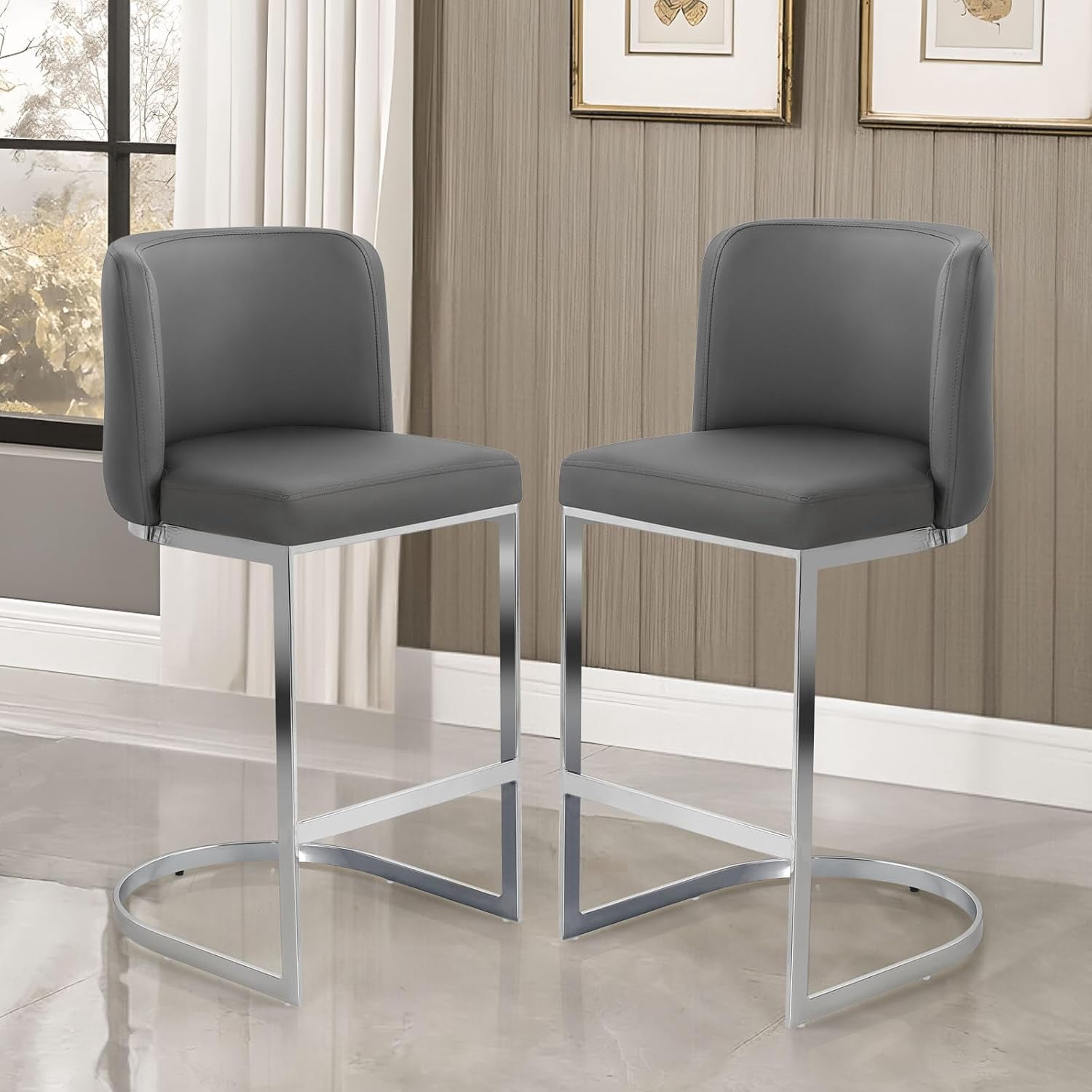 Counter Height Bar Stools Modern 26" Counter Stools with Back and C ...