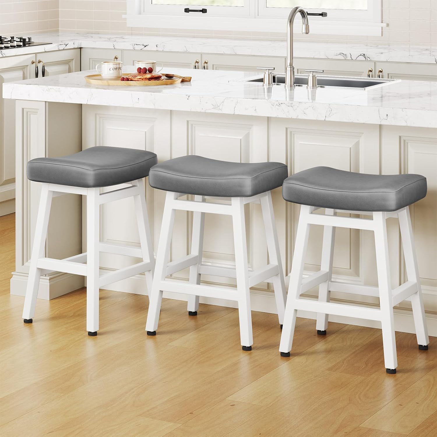 Counter Height Bar Stools Set of 2, 24 Inch Barstools for Kitchen ...