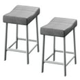 thumbnail image 1 of Counter Height Bar Stools Set of 2, 24 Inch Barstools for Kitchen Counter, Kitchen Stools with Bonded Leather Saddle Seats & Heavy Duty Metal Legs, Easy Assembly, 1 of 6