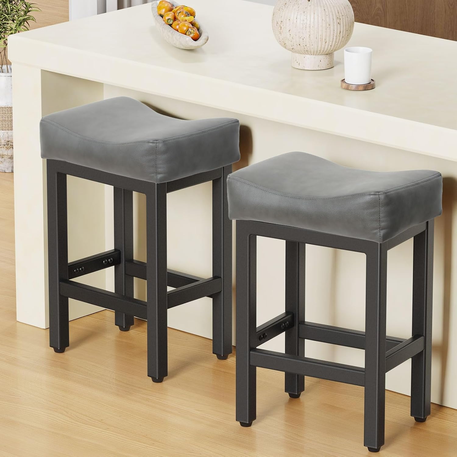 Counter Height Bar Stools Set of 2, 24 Inch Barstools for Kitchen