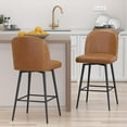 Counter Height Bar Stools Set of 2, 26" Height 360°Swivel Upholstered