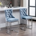 thumbnail image 1 of Counter Height Bar Stools Set of 2, 26" Armless Kitchen Dining Chairs Island Barstools with Nailhead-Trim and Tufted Back,Velvet Farmhouse Bar Chairs for Kitchen Island, Dining Room, Blue, 1 of 9