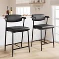 thumbnail image 1 of Counter Height Bar Stools Set of 2,26 inch Leather Barstools Modern Bar Stools with Back,Counter Stool Arm Bar Chairs with Arms,Footrest for Kitchen Island Counter Bar, 1 of 6