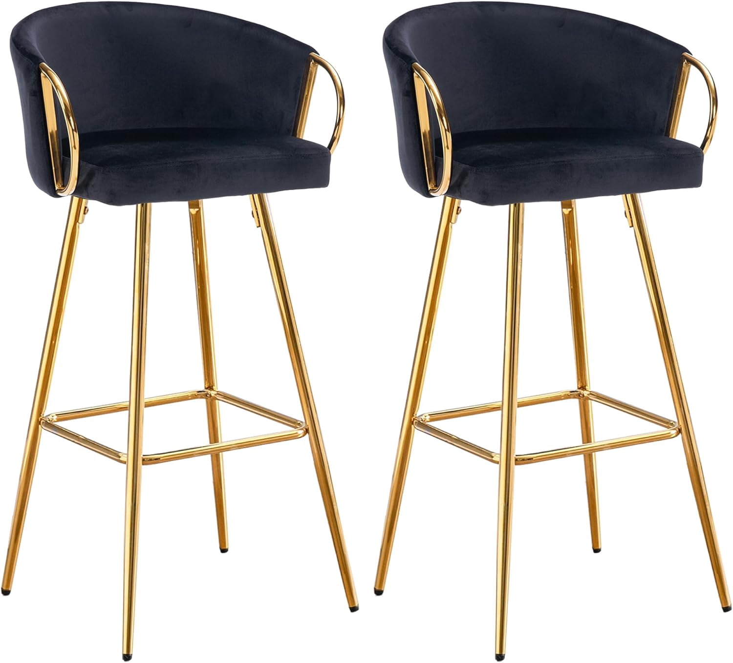 DecoraFlex Counter Height Bar Stools Set of 2, 30" Black Velvet Bar ...