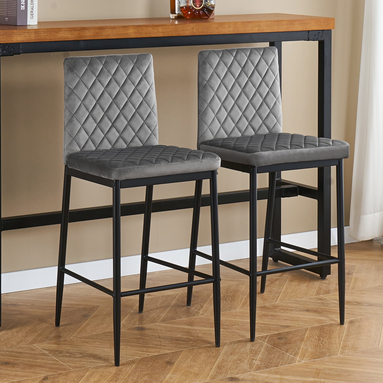 Counter Height Bar Stools Set of 2, Armless Kitchen Dining Chairs