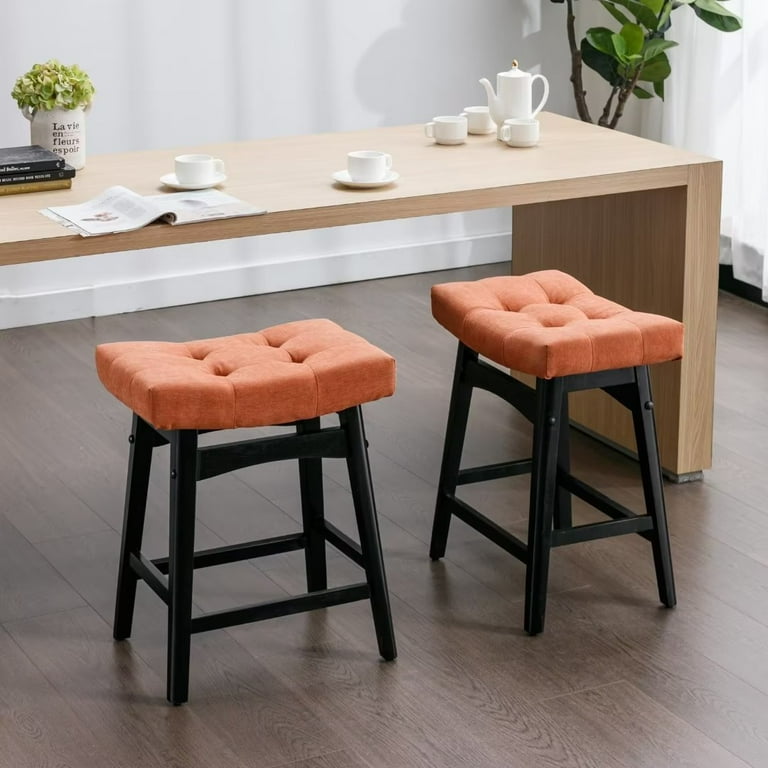 Counter Height Bar Stools Set of 2,Backless Fabric Bar Chairs