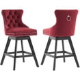 thumbnail image 1 of Swivel Bar Stools Set of 2, Velvet Counter Height Bar Stools with Back, Swivel Dining Chair with Button Tufted and Wooden Legs, Kitchen Chair Counter Stools for Kitchen Island Kitchen Counter, Red, 1 of 11