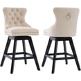 thumbnail image 1 of Swivel Bar Stools Set of 2, Velvet Counter Height Bar Stools with Back, Swivel Dining Chair with Button Tufted and Wooden Legs, Kitchen Chair Counter Stools for Kitchen Island Kitchen Counter, Beige, 1 of 11