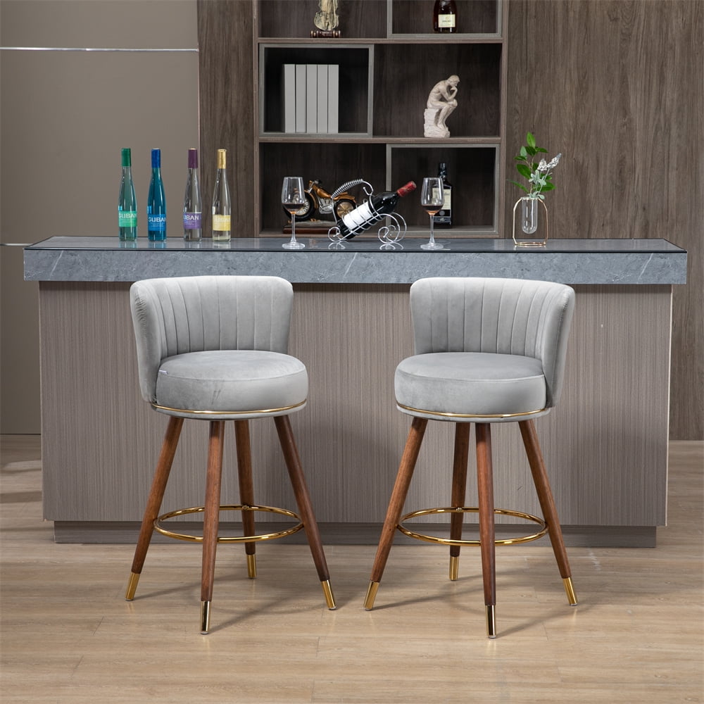 Counter Height Bar Stools Set of 2, Modern Upholstered Bar Chair with ...