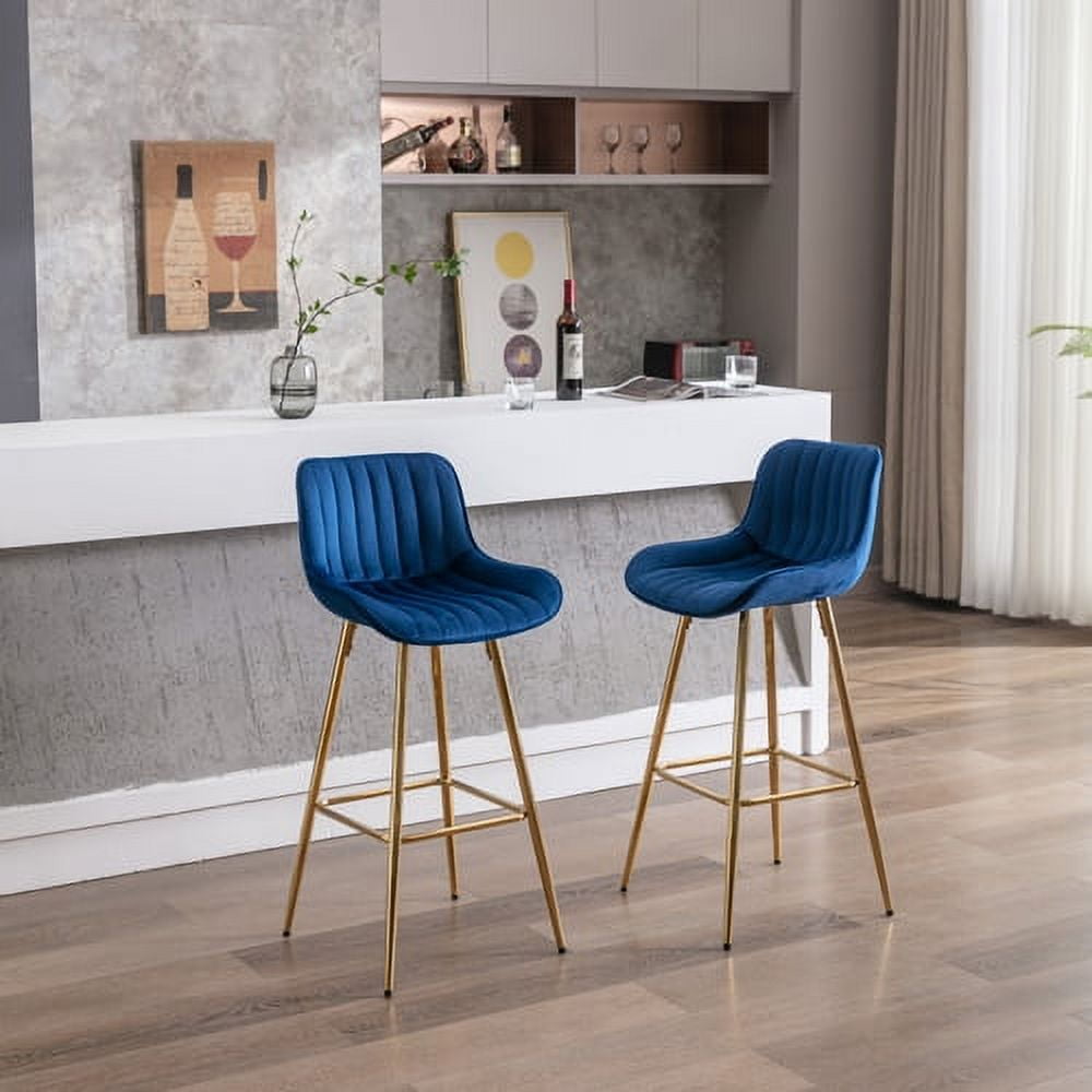 Counter Height Bar Stools Set of 2, Modern Velvet High Dining Chairs ...