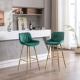 thumbnail image 1 of Counter Height Bar Stools Set of 2, Modern Velvet High Dining Chairs with Back Upholstered Kitchen, Mid Century Island Stools with Gold Legs with Footrest for for Home Bar Dining Room Pub, Green, 1 of 7