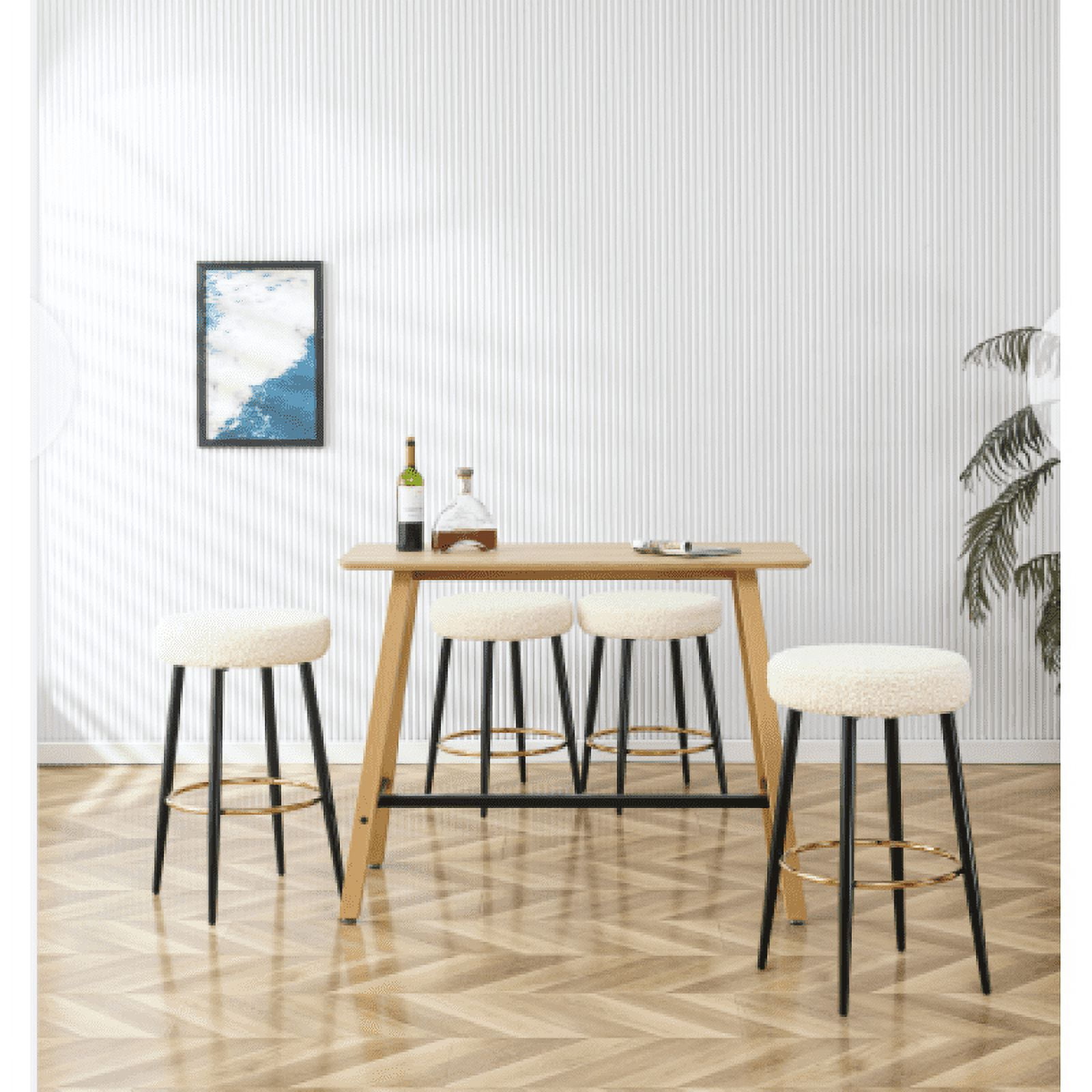 Counter Height Bar Stools Set of 2, PU Kitchen Stools Upholstered ...