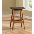 thumbnail image 1 of Counter Height Bar Stools Set of 2, Solid Wood Backless Saddle with Faux Leather Cushion, Mid-Century Modern Barstools for Kitchen Dining Pub Bistro, 25.5 Inch Height, Dark Brown, 1 of 4