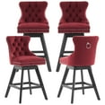 thumbnail image 1 of Legahome Swivel Bar Stools Set of 4, Modern Bar Stools with Back Set, Modern Velvet Counter Height Barstools with Wood Frame & Nailhead Trim, Bar Chairs for Kitchen Island, Wine Red (Set of 4), 1 of 11