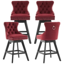 Legahome Swivel Bar Stools with Back Sets of 4, 26"H Upholstered Counter Height Bar Stools for Kitchen Island, Wood Barstools with Solid Legs and Footrest, Wine Red (Set of 4)