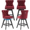 thumbnail image 1 of Swivel Bar Stools Set of 4, 26" Counter Height Barstools with Back, Nailhead Trim, Rubberwood Frame, Farmhouse Bar Chairs for 34–38" Kitchen Island, Wine Red (Set of 4), 1 of 9