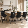 thumbnail image 1 of Swivel Bar Stools Set of 4, 26" Counter Height Bar Stools with Back, Farmhouse Velvet Barstools for 34–38" Kitchen Island, Black (Set of 4), 1 of 10