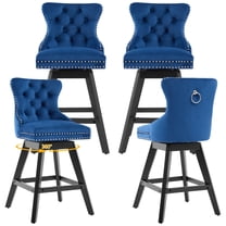 Swivel Bar Stools Set of 4, LEGAHOME 26in Counter Height Bar Stools with Back Set, Modern Velvet Island Bar Stools Counter Stools with Wood Frame & Nailhead Trim, Blue (Set of 4)