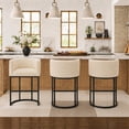 thumbnail image 1 of ClinQ Counter Height Bar Stool Set of 3, 26 in Fabric Upholstered Seat, Metal Legs for Indoor Dining Room and Kitchen Island, Camel, 1 of 12