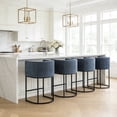 thumbnail image 1 of ClinQ Counter Height Bar Stool Set of 4, 26 in Fabric Upholstered Seat, Metal Legs for Indoor Dining Room and Kitchen Island, Blue, 1 of 6