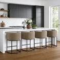 thumbnail image 1 of ClinQ Counter Height Bar Stool Set of 4, 26 in Fabric Upholstered Seat, Metal Legs for Indoor Dining Room and Kitchen Island, Brown, 1 of 6