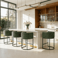 thumbnail image 1 of ClinQ Counter Height Bar Stool Set of 4, 26 in Fabric Upholstered Seat, Metal Legs for Indoor Dining Room and Kitchen Island, Green, 1 of 5