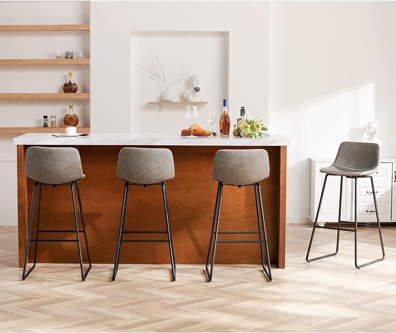 Counter Height Bar Stools Set of 4, Counter Stools with Backs, Modern