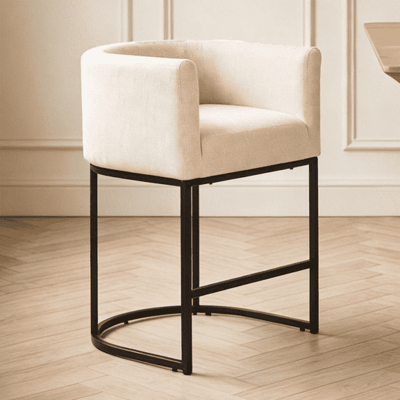ZHENGCHAUNG Counter Height Bar Stools Set of 1, 26 Inch Counter Stool with Metal Frames, Linen Counter Stools for Kitchen Island, Linen