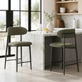 thumbnail image 1 of Counter Height Bar Stools - Set of 2, Upholstered Modern Barstools with Metal Legs, Green, 1 of 9