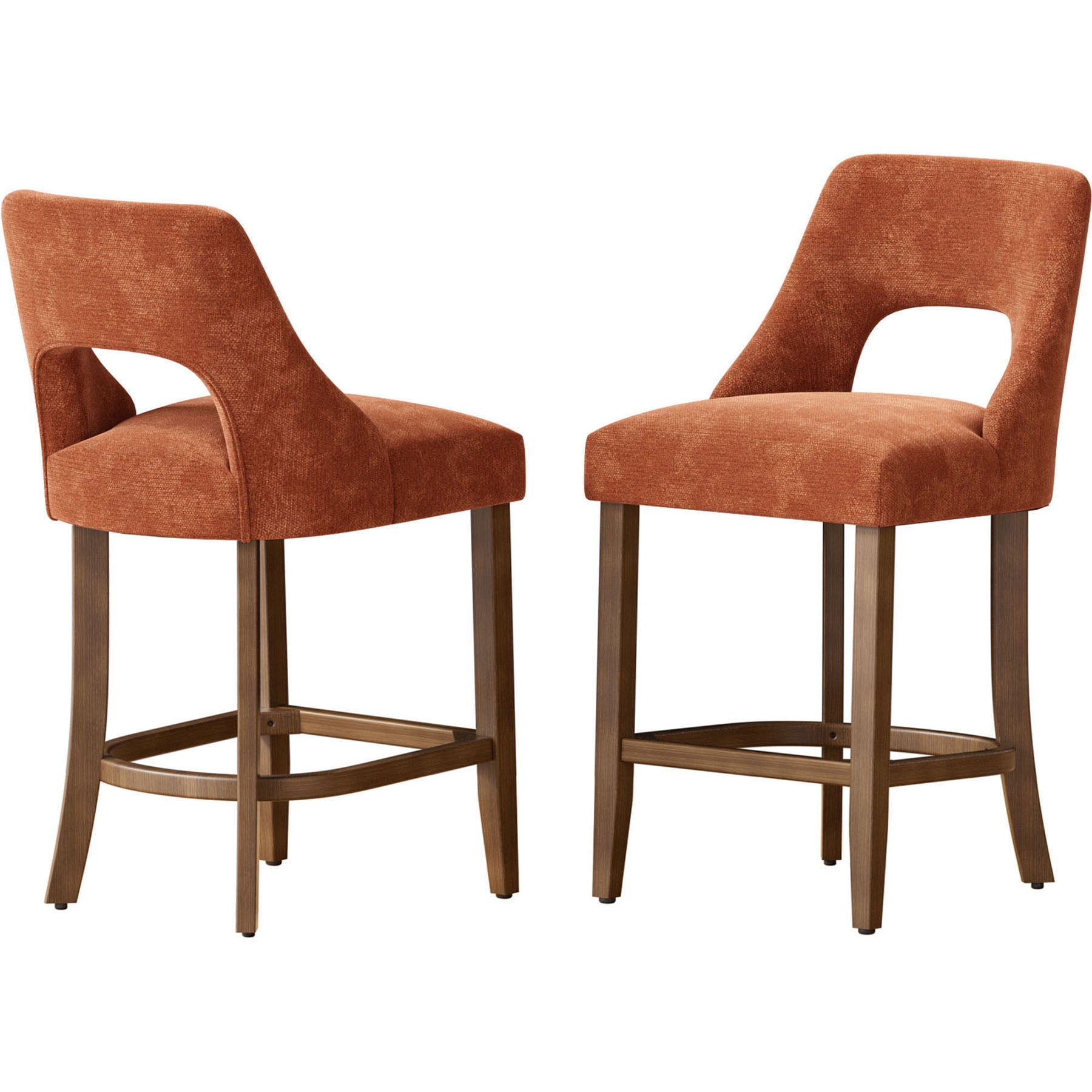 Frame Counter Counter Height Bar Stools Set of 2 with Curved Wing-Back Design and ...