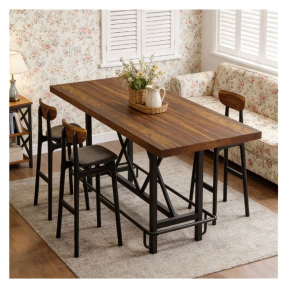 Counter Height Bar Table - 63" Rectangular Dining Table - Kitchen Island Table - Modern Counter Table for Dining, Breakfast Nook, or Home Bar