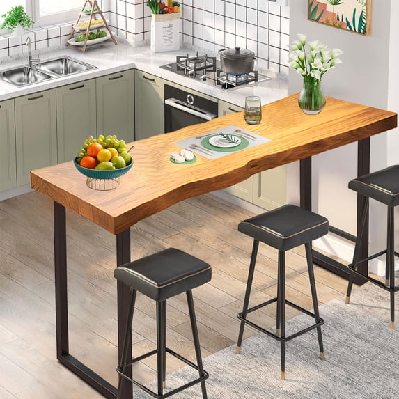 Counter Height Bar Table,Rectangular Narrow Pub Table for Small Space,Industrial High Top Bar Table with Metal Frame & Adjustable Feet,Easy Assembly,for Restaurants,Apartment ( 120cm)