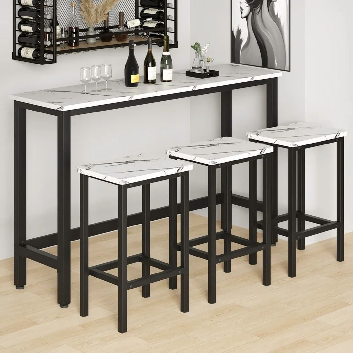 Modern Counter Height Bar Table Set with Stools, Serbia Ubuy